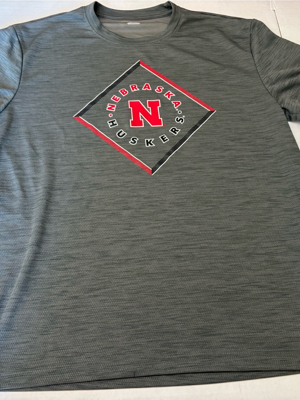 Nebraska Huskers Gray Short-Sleeve Crewneck Tee with Red Logo